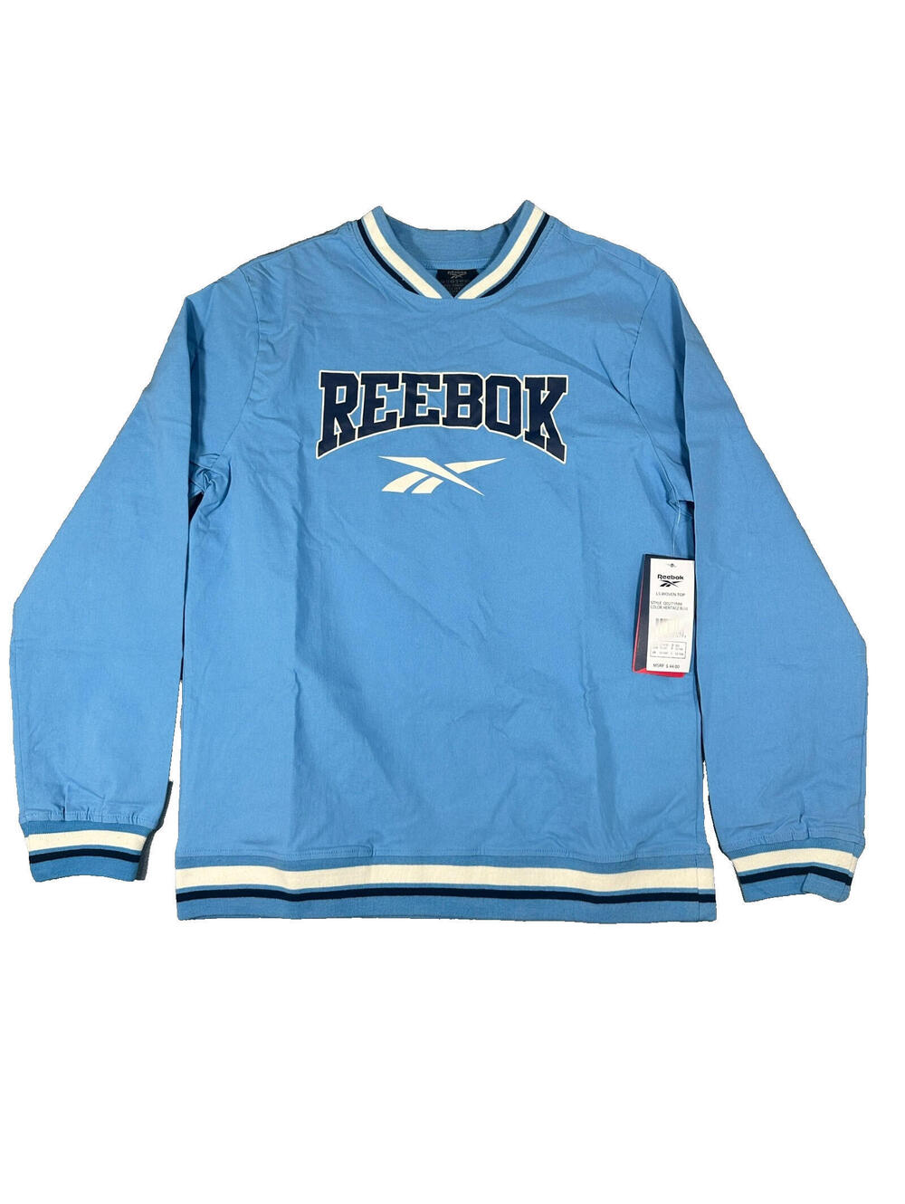 Reebok Youth Large Long Sleeve Pullover Sweatshirt Light Blue NWT